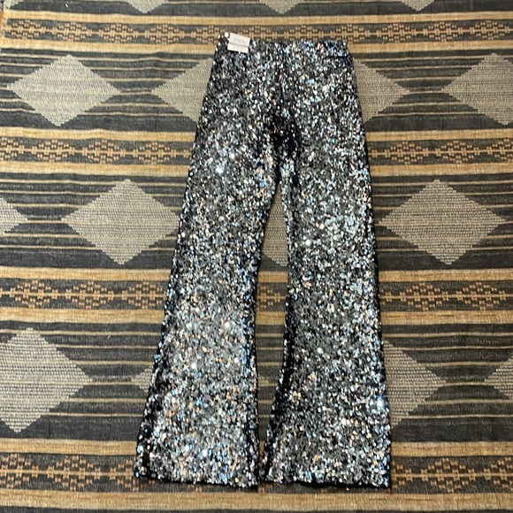 Zara Pants - Zara pewter sequin high rise flares- party pants